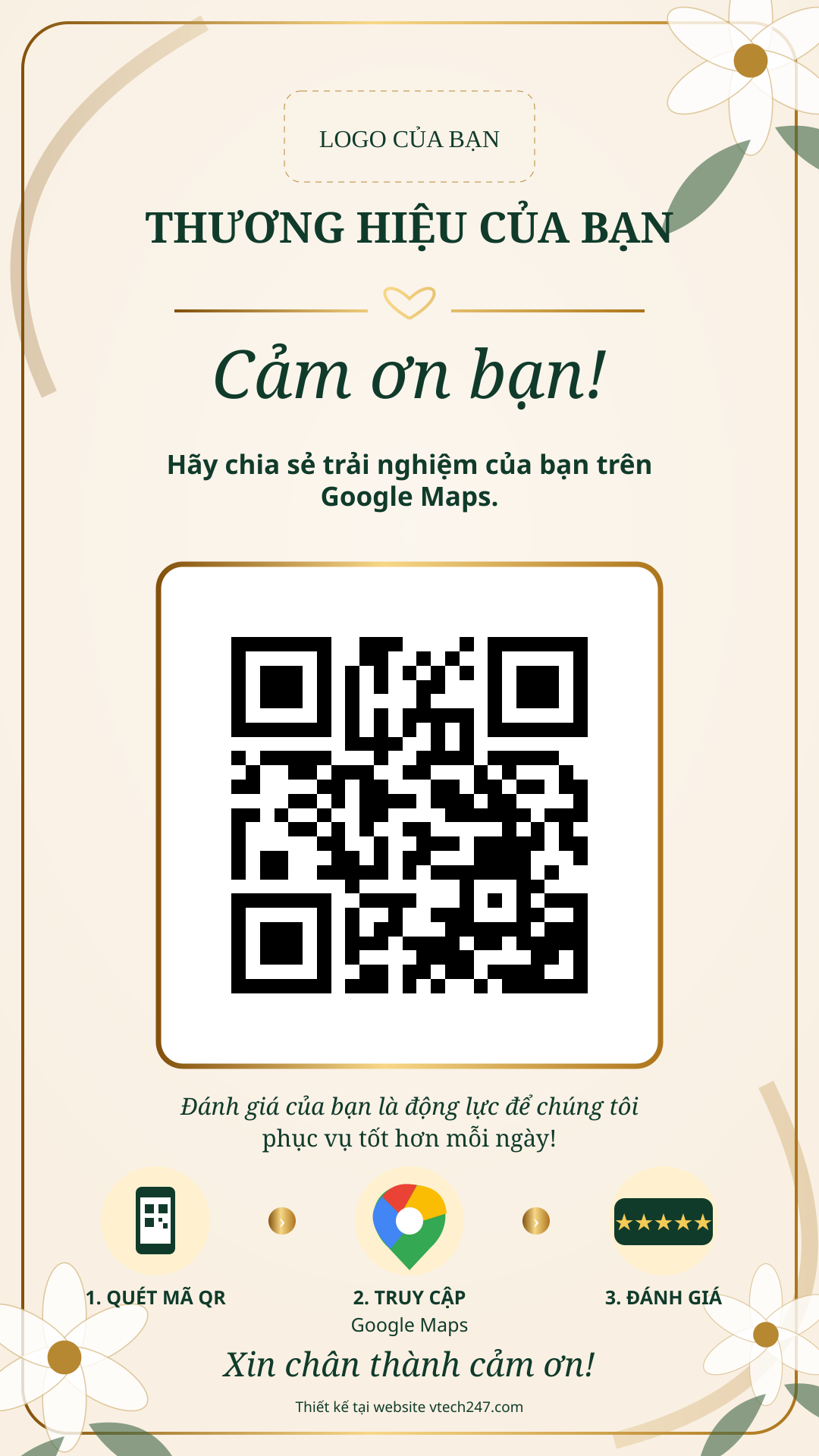 Mẫu poster QR mời đánh giá